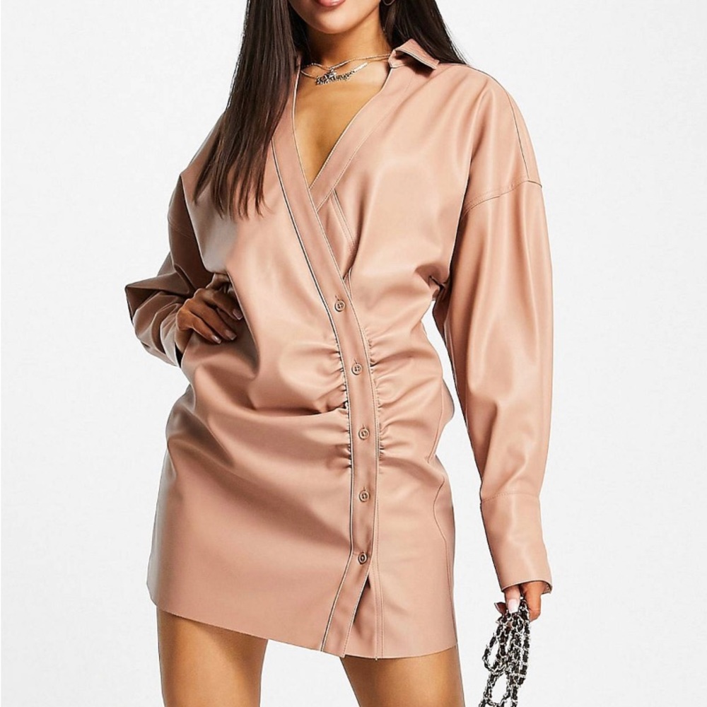 Faux leather mini dress